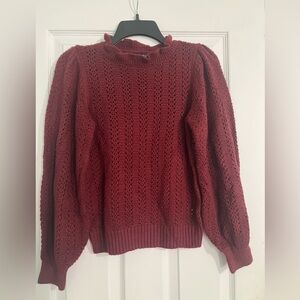a.n.a Burgundy Eyelet Sweater